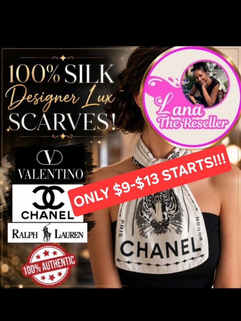 Lana's $9 100% Silk Designer Scarves Live Show!🔥🔥🔥